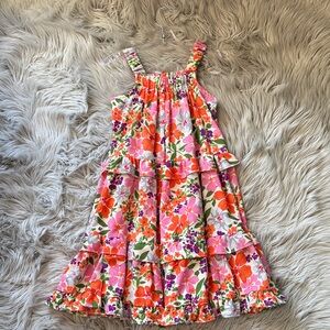 Bonnie Jean Pink & Orange Floral Tiered Sundress